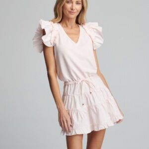Sundays Heller Chic Pink Ruffle Sleeve Dress